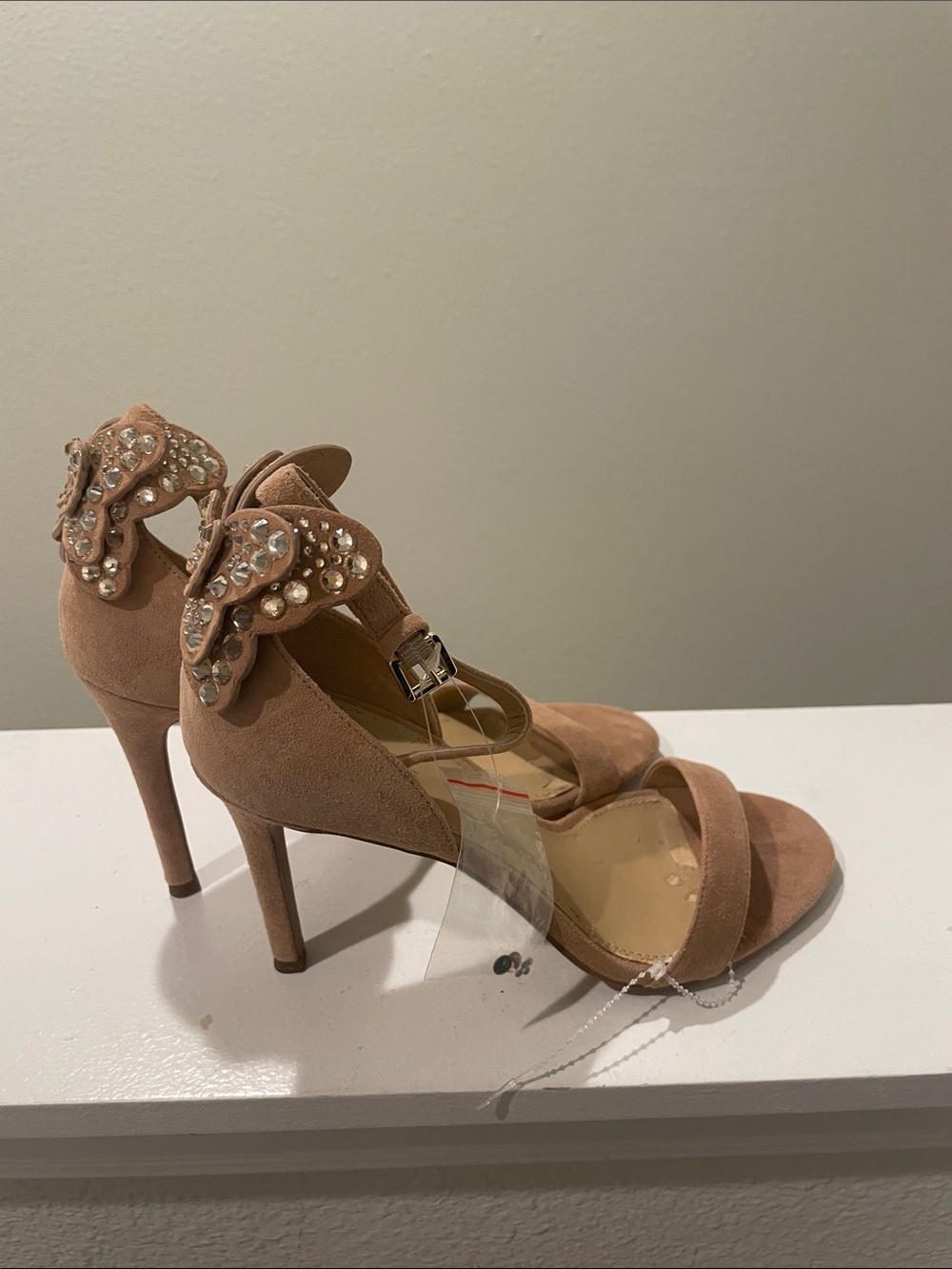 Michael Michael kors Embellished Butterfly Ankle-Strap Heels in nude size 6.5